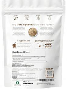 Bestseller!Organic Lion's Mane Mushroom Powder, 8oz |     Pure Fruiting Body Superfood |     Supports Brain, Focus, Energy & Immune Health |     Great For Smoothies & Coffee |     Filler Free, Vegan, Non-GMO.Supplement Vitamin,Free Shipping. - 16 Ounces (1 Pack) - View 11