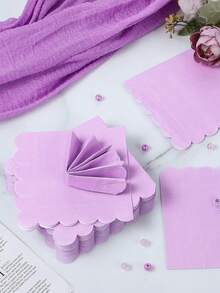 20/120张一次性鸡尾酒纸巾，厚纸品质，派对午餐餐巾，婚礼宴会生日用品，5英寸 x 5英寸（浅蓝色、粉色、红色、紫色、浅黄色、绿色） - 彩色 - 查看 5