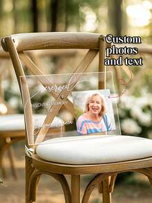 Personalized Custom Reserved Wedding Memorial Chair Sign​ –Acrylic Sign With Custom Photo, Name (E.G., Mary Rodriguez, Rachel Anderson) And "IN LOVING MEMORY OF" Text. Ideal Condolence Gift For Families, Friends. Perfect For Weddings, Memorial Services, Anniversary Tributes. - Multicolor - View 1