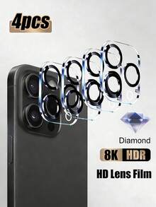 4pcs Compatible With Apple Models 1:1 3D Lens Protector Film, Fits 11/12/13Pro Msx/14pro Max/15pao Ma/16/16pro/16plus/16pro Max/16e/17/17 Air/17 Pro/17 Pro Max Full Series, Anti-Scratch, Anti-Drop Applicable To Daily Shield, Office, Home Phone Camera Cover Waterproof Shockproof Anti-Fall Scratch Resistant - Clear - View 11