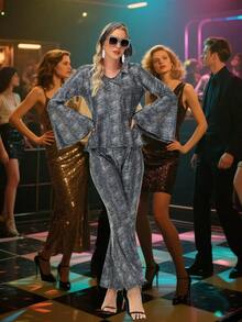 6 Pieces Of Disco Lady's Clothing Sets From The 1970s, Retro-Style Disco Outfits, Including Sunglasses, Rings, Earrings, Shawls, Wigs And Headpieces. - Multicolor - View 2