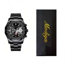 Men's Fashion Double-Sided Hollow Automatic Mechanical Watch, Classic Full Diamond Luxury Rhinestone Hollow Stylish Wristwatch