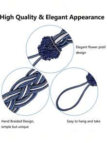 2pcs Polyester Braided Macrame Curtain Tie Backs, Multi-Color Options, Suitable For Curtain Fixing And Decoration - Multicolor - View 10