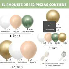 BAIRUI globos azul,Globos de Cumpleaños 129Piezas,globos metalicos decoracion,Kit de Globos Rosas para Cumpleaños,Hombre,Despedida de Soltera,Baby Shower (Oro negro 001) - Verde Lima - Ver 2