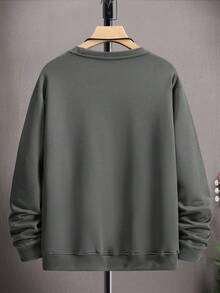 (250g  Men's Round Neck Sweatshirt)  Trust No One  Red Eyes Pattern Printed Casual Pullover With Street Style, Suitable For Outdoor Wear In Autumn And Winter - Màu xám đen - Xem 2