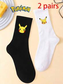 pokemon 3-5双装宝可梦卡通印花透气柔软中筒袜，加固后跟和脚趾，耐穿，男女通用四季皆宜 - 彩色 - 查看 9