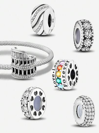 1 st 925 sterlingsilver glänsande diamantpärlor, lämpliga för kvinnors armband, armband, gör-det-själv-smyckestillverkning och vardagliga accessoarer, lämpliga för flickor