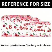 1pc Cherry Theme Pink Birthday Party Banner, Cherry & Ribbon Design, Suitable For Family Events, Weddings, Christenings And Festivals, Indoor/Outdoor Use, Party Decor, Birthday Party Decorations - Multicolor - View 5