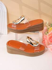Girls' Fashion Slippers, Casual High Heel Wedge Sandals, Cute For Spring And Summer - Brown - View 7