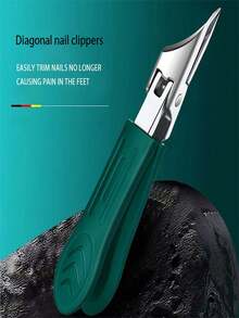 Modern Stainless Steel Toenail Clippers, 25° Angled Blades - Splash-Resistant Design For Thick/Ingrown Nails, Ergonomic Non-Slip Handle, Black & Green (Holiday Green Handle) - Foot Care Tool - Multicolor - View 4