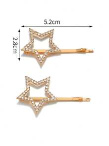 2个金色星形发夹，适合日常佩戴 - 彩色 - 查看 4