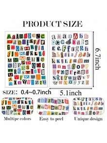 181 Pieces Of Retro Alphabet Stickers, Suitable For Scrapbooks, Journals, Planners - Includes 4 Sheets Of A-Z Uppercase And Lowercase Alphabet Stickers, Matte Paper/Decorative DIY Craft Materials, Durable Irregular Cut Design, Specially Designed For Scrapbook And Planner Decoration - 4 張 - 查看 3