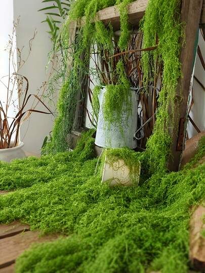 100g Preserved Moss, Artificial Lifelike Moss, Natural Fresh Green Moss For Potted Plants, Handicrafts, Floral Arrangements, Wall Decor, Fake Moss, Wedding Centerpiece Decor, Garden, Terrarium, DIY Potted Plant Decor, Holiday Garden Decor