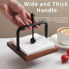 Wooden Napkin Holder For Table- 4.5*4.5 Inch Square Dispenser With Metal Gravity Arm For Table Kitchen Bar Wedding Parties - BlackWood - View 3