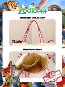 Disney 官方授权《疯狂动物城》图案时尚手提包，单件装，休闲多功能单肩包，轻便可调节肩带，斜挎包，适合儿童/女孩/青少年/学生日常/外出/购物/上学/情人节使用。 - 彩色 - 查看 9