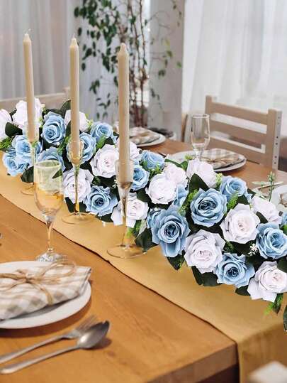 2pcs/Set Artificial Table Flower Arrangement, For Reception, Table Runner, Dining Table, Living Rooms Wedding Flowers And Wedding Dining Table Valentine's Day, Mother's Day Living Room Decoration