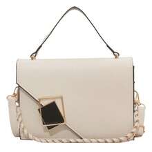 2026新款女士手提包，时尚单肩斜挎包，纹理链条肩带手提包，小方包 - 白色 - 查看 8