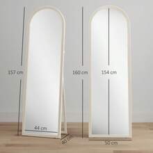 Freestanding Mirror, 50 X 160 Cm, Can Be Placed On A Surface Or Mounted On The Wall, Arched Frame, White - Apricot - View 3