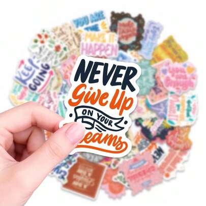 可爱“别担心，小蜜蜂快乐”贴纸，50张防水乙烯基贴纸，适用于剪贴簿，色彩缤纷，充满美感，带有花卉图案，可用于日记、手机壳、电脑等。