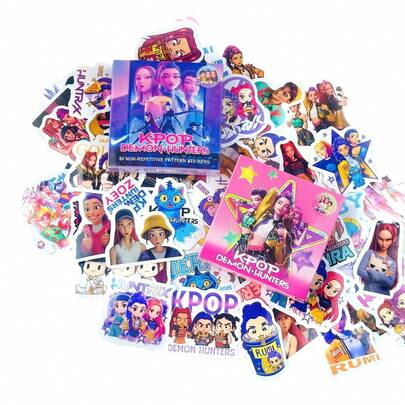 Mattel 1盒100张，KPOP魔法猎人创意贴纸，DIY创意PET贴纸，装饰杯防水贴纸，平面DIY涂鸦贴纸，手册材料贴纸 Lumizuoyi涂鸦装饰贴纸