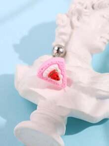 1 chiếc khuyên lưỡi bằng thép không gỉ thiết kế hình bánh trái cây dễ thương và sáng tạo, thích hợp để đeo hàng ngày, đi làm, dự lễ hội và tiệc tùng, trang sức cơ thể dành cho nữ. - Nhiều màu - Xem 4