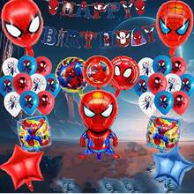 43 Stücke Spinne-Man Geburtstags-Themen Ballon Set, Ziehfahne, Spinne-Man Einlegekarton, schwebende Folienballons, Geburtstagsdekoration, Partyfeier, Themenparty - Verschiedenfarbig - Übersicht 3