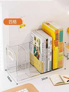 Sujetalibros de acrílico, estantería clara, sujetalibros, caja de almacenamiento de escritorio, estantería de archivos de oficina, estantería de almacenamiento de libros para estudiantes, estantería para exhibir álbumes de fotos, almacenamiento creativo - transparente - Ver 8