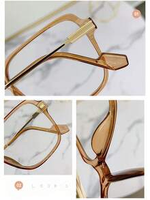 1pc Retro Casual Square Large Frame Flattering Lightweight Optical Glasses, Suitable For Daily Life, Study And Commuting - Clear - View 5