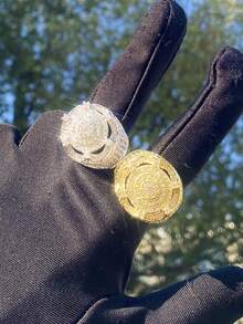 DUBSS 1枚镶钻皇冠男士戒指，5A镀层立方氧化锆嘻哈饰品 - 皇冠戒指 - 查看 2