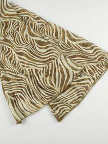 Bohemien Zebra Muster transparentes langes Kleid mit weiten Ärmeln, luftiges Strandkleid Shorts 2 Stücke Set mit Bindegürtel Kimono Badeanzug Cover-Up, Damen leichte Chiffon Robe für den Urlaub - Khaki - Übersicht 9
