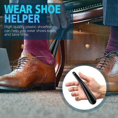 1pc/2pcs/4pcs Professional Shoe Horn, Black Durable Shoe Lifter, Portable Assistance Tool, Shoe Wearing Aid, Suitable For Men And Women
