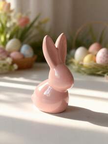 1 peça de coelho de cerâmica - Estilo minimalista e fofo, ideal para decoração de Páscoa, decoração de mesa, decoração de aparador na entrada da sala de estar, decoração de festas de fim de ano, presente perfeito - Multicolorido - Ver 14