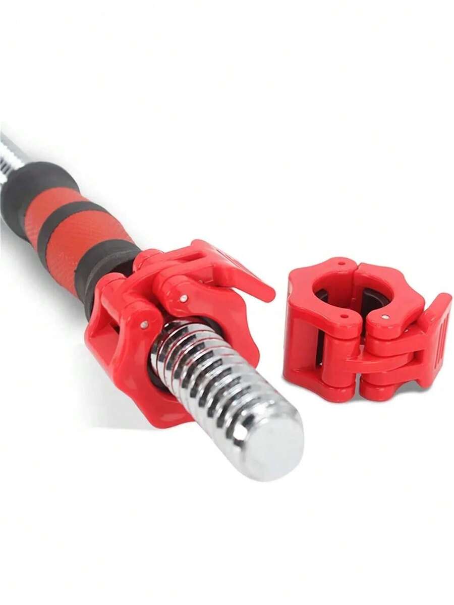 Abrazadera para barra, bloqueo para barra de levantamiento de pesas, bloqueo para barra de gimnasio, abrazadera para levantamiento de pesas, mecanismo de liberación rápida, diseño antideslizante, ideal para entrenamiento de levantamiento de pesas.  SKU: st2311 - Rojo - Ver 1