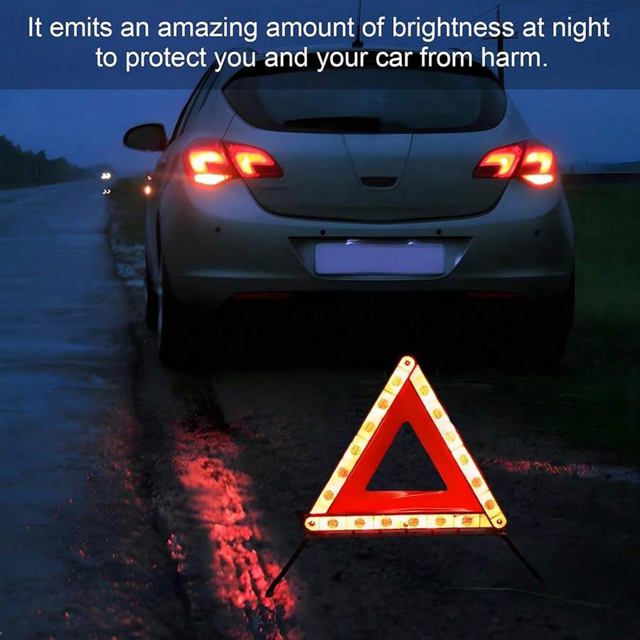 1pc Foldable Reflective Warning Triangle With Storage Box, Roadside Hazard Sign Safety Reflector, Car Emergency Breakdown Accessories