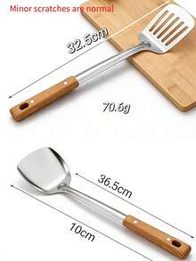 5/2pcs Kitchen Utensil Set, Includes Professional Slotted Spoon, Soup Ladle, Spatula, Scraper, Fine Rice Spoon, Suitable For Cast Iron Pot Cooking, Can Be Used For Stir-Frying Vegetables And Meat, A Good Helper For Daily Cooking (Slight Scratches Are Normal) - Multicolor - View 4