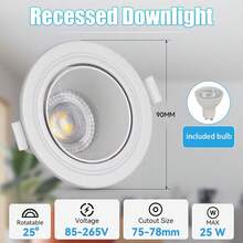 1pc GU10 Recessed Ceiling Light, LED Ceiling Light, Spotlight, Downlight, Replaceable GU10 Bulb, Black/White, Single/Dual Head, 110V/220V, Includes 5W Bulb, Cool White/Neutral White/Warm White, Suitable For Bedroom/Living Room, Kitchen/Showroom/Mall/Hotel/Bathroom/Bar - GU10 Recessed Downlight - View 14