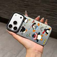 かわいいカートゥーンペンギンパーティーグラフィティフォン 17 16e 16 15 14 13 12 11 プロモデルを使う アンチドロップマットバックカバー、モバイルアクセサリー、楽しいデザイン、プリント、カジュアルユーザーを使うフォンケース 17ギフト飾り - 半透明の黒 - チェックする 4