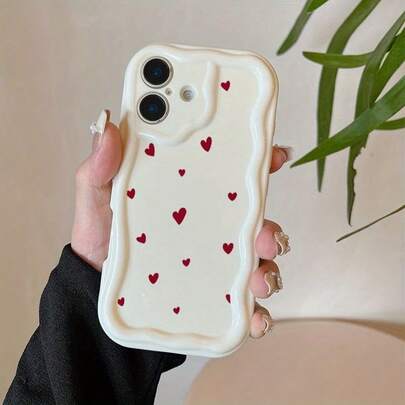 1个韩版ins风爱心图案复古白手机壳。轻薄全包，摄像头开孔精准，柔软防滑。兼容 17、17 Pro、17 Pro Max、荣耀400/400 Pro/400 Lite、Spark 40、三星Galaxy A17、Galaxy A07。