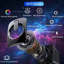 Wired Computer Speakers, HIFI Stereo Microphone USB Powered Speakers With LED Lights, Suitable For Desktop PC