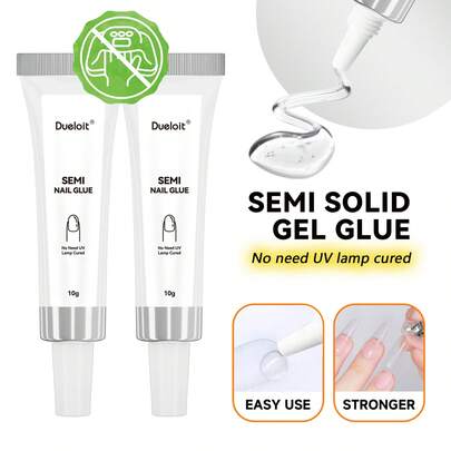 2pcs/1pc Super Strong Semi Nail Glue 10g For Press On Nails - Quick Drying, Semi Solid, Long Lasting, No UV Light Needed
