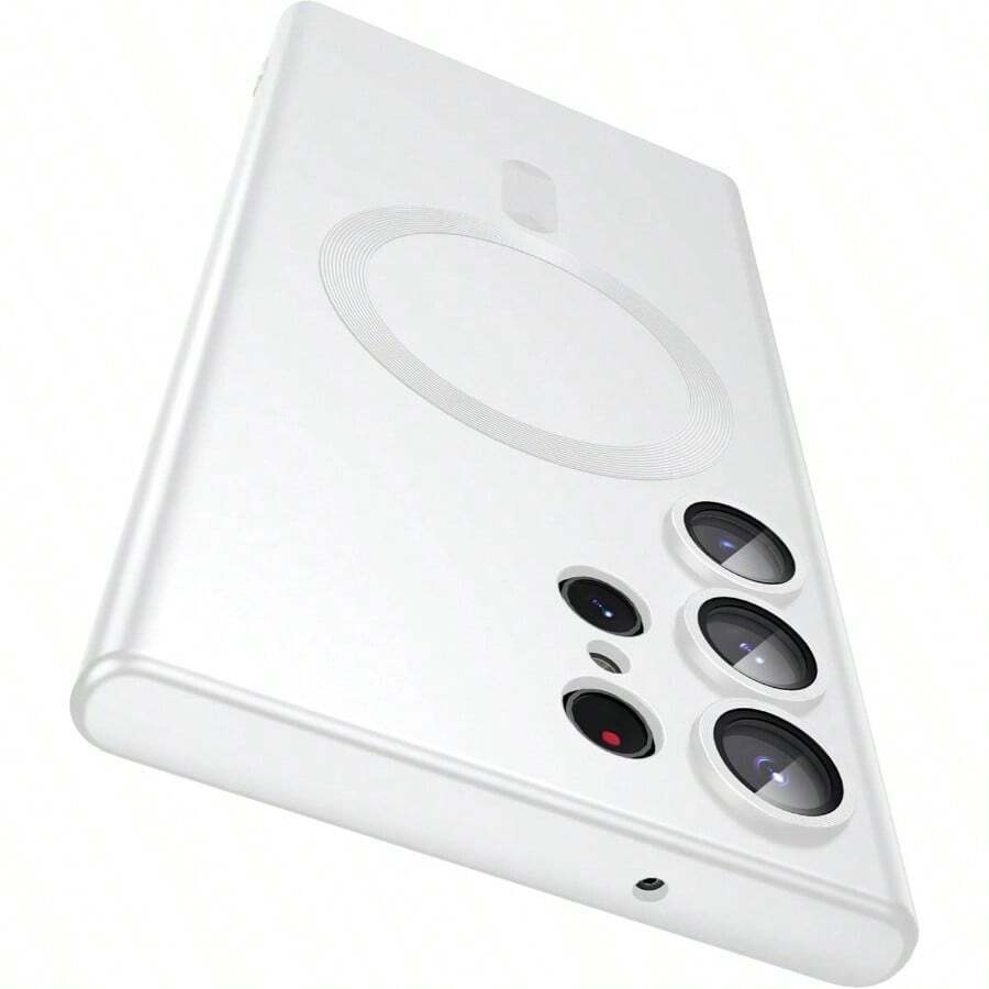 - Carcasa delgada para S23 Ultra, compatible con, protector de lente de cmara integrado, carcasa magntica de TPU suave a prueba de golpes blanco - S23 Ultra + Blanco puro - Ver 1