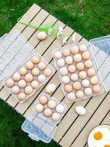 [6/12/15/18/24枚鸡蛋] 户外鸡蛋收纳盒 | 多层可堆叠鸡蛋整理器 | 深槽防碎防震隔板结构 | 加固材质，带安全锁设计 | 适用于户外露营、冰箱和橱柜 | 健康生活从鸡蛋开始 | 厨房和冰箱收纳必备（紫色）