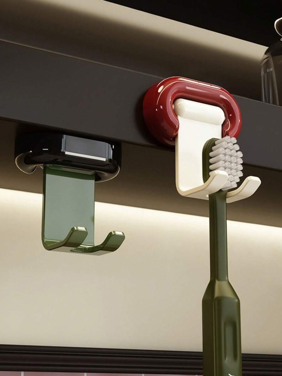 镜柜牙刷收纳架，浴室壁挂式无孔电动牙科器械收纳架，复古风格浴室挂架 - 多色 - 查看 1