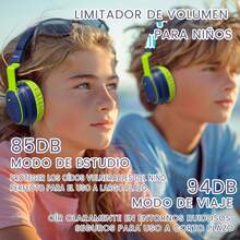 Auriculares para niños, Bluetooth 5.3, inalámbricos, 68 horas, volumen limitado, 85/96 dB, plegables con cable, micrófono auxiliar para iPad, portátil, niño, niña, viajes (Obsidiana Ardiente) - Auroras boreales mexicanas - Ver 3