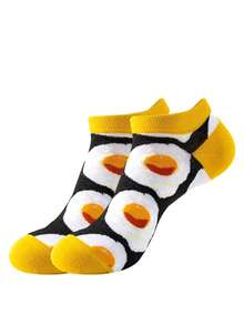4 Paar unisex Lebensmittel-Themen Bootsocken - Multi-Stil Design (Brathähnchen/Sushi/Ei/Burger Muster), leckere Neuheitssocken für den täglichen Lässig-Tragen, ideales Geschenk für Essensliebhaber, ganzjährig modische Lässig-Socken - Verschiedenfarbig - Übersicht 20