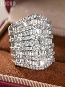 1 Stück hübscher kubischer Zirkonia Ring für Frauen für Hochzeit, Verlobung, Jahrestag, Party-Schmuck, Valentinstag Geschenk - 1# - Übersicht 11