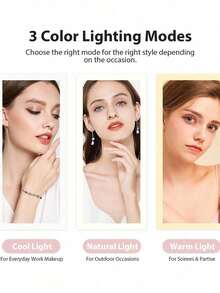 3-Fold LED Makeup Mirror With 3X/2X/1X Magnification And 800mAh Rechargeable Battery, Portable Touch Screen Lighted Vanity Mirror With 3 Color Temperatures And Brightness Adjustable, Foldable Design Suitable For Travel, Dorm, Home Use, Great Gift For Women, Girls, Makeup Artists, Valentine's Day,Giveaways,Travel,Cheap Stuff,Travel Essential - Multicolor - View 6