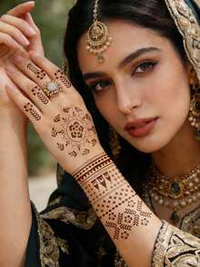 2 Sheets Tattoo Template - Multi Style Hollow Out Body Art Template With Decorative Flowers, Geometric And Retro Patterns, Reusable For DIY Temporary Tattoos,Suitable For Various Body Parts, Perfect For Parties, Festivals And Daily Styling, Easy To Apply And Clean