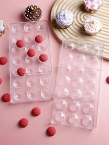 1件套透明PS巧克力模具，多种形状可选：心形、圆形、半球形、闪电形、方形、椭圆形、条形、菱形等。易脱模，耐热，适用于自制法式糕点、DIY巧克力、糖果烘焙、家庭及商业烘焙、节日、情人节、婚礼、生日派对、假日甜点和糖果。 - 彩色 - 查看 8