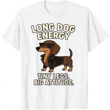 Funny Dachshund Long Dog Wiener Dog Tiny Legs Big Attitude T-Shirt - 白色 - 查看 1